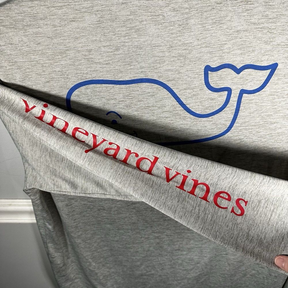 Mens Large Vineyard Vines Performance Heather Gray Crewneck‎ Shirt Stretch - Picture 6 of 6